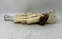 Load image into Gallery viewer, Cathay Collection Yellow Embroidered Dress Ceramic Hat Girls Porcelain Doll