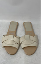 Load image into Gallery viewer, Zara Womens Beige Leather Open Toe Slip-On Crossed Strap Flat Sandals Size EU 35