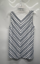Load image into Gallery viewer, Jones New York Womens White Gray Striped Print Sleeveless Pullover Blouse Top S
