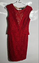 Load image into Gallery viewer, Lauren Ralph Lauren Womens Red Lace Sleeveless Round Neck Sheath Dress Size 0