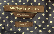 Load image into Gallery viewer, Michael Kors Mens Blue And White Polka Dot Long-Sleeve Button-Up Shirt Size XL