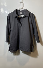 Load image into Gallery viewer, Pierre Cardin Womens Dark Gray Long Sleeve Collared Blouse Top Size Large