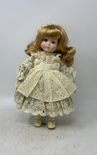 Load image into Gallery viewer, Marian Yu Designs Multicolor Floral Dress Blonde Hair Girl Porcelain Doll W/ Box