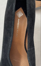 Load image into Gallery viewer, Antonio Melani Womens Black Leather Slip-On Pointed Toe Pump Heels Size 9M