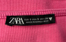 Load image into Gallery viewer, Zara Womens Pink Puff Sleeve Square Neck Cropped Blouse Top Size Small
