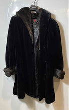 Load image into Gallery viewer, Gallery Womens Black Brown Long Sleeve Hooded Winter Overcoat Size XL