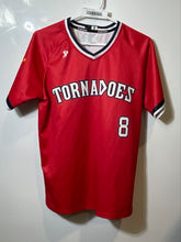 Load image into Gallery viewer, Decker Mens Red Short Sleeve Tornadoes #8 Sport Jersey Size Small