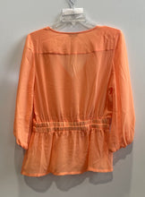 Load image into Gallery viewer, Banana Republic Womens Orange 3/4 Sleeve Snap Front Blouse Top Size Small