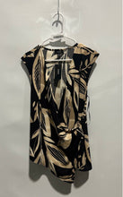 Load image into Gallery viewer, Alfani Womens Black Light Brown Botanical Print Asymmetrical Hem Blouse Top Sz M