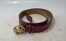 Load image into Gallery viewer, Michael Kors Womens 556000 Pink Leather Studded MK Buckle Adjustable Waist Belt