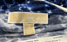 Load image into Gallery viewer, Michael Kors Womens Blue And White Chain Print Pullover Shift Dress Size M