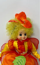 Load image into Gallery viewer, Curly Hair Soft Body Plush Baby Doll For Girls Yellow Red Flower Costume