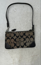 Load image into Gallery viewer, Coach Womens Brown Black Signature Print Charm Zipper Demi Wristlet Wallet