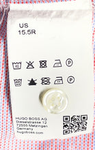 Load image into Gallery viewer, Hugo Boss Mens Pink Geometric Print Cotton Long Sleeve Dress Shirt Sz 15.5 32/33