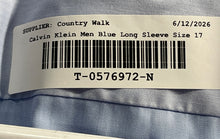 Load image into Gallery viewer, Calvin Klein Mens Blue Herringbone Regular Fit Dress Shirt Size XL 17 36/37