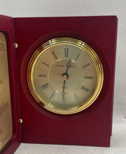Load image into Gallery viewer, Stuart Austin Quartz Mahogany Book Style Roman Numerals Desk Clock Not Tested