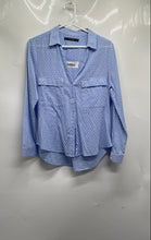 Load image into Gallery viewer, Zara Womens Blue White Swiss Dot Long Sleeve Regular Fit Button-Up Shirt Size M