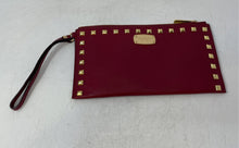 Load image into Gallery viewer, Michael Kors Womens Dark Red Leather Studded Wristlet Wallet Bag