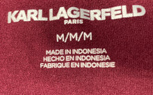 Load image into Gallery viewer, Karl Lagerfeld Paris Womens Burgundy Rhinestones Short Sleeve T-Shirt Dress Sz M