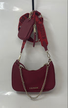 Load image into Gallery viewer, Steve Madden Womens Burgundy Leather Chain Strap Crossbody Purse With Wallet