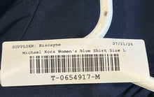 Load image into Gallery viewer, Michael Kors Womens Blue Short Sleeve Keyhole Front Blouse Top Size Large