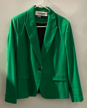 Load image into Gallery viewer, Zara Womens Green Pockets Long Sleeve Notch Collar One-Button Blazer Size 12