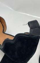 Load image into Gallery viewer, Kensie Womens Black Suede Open Toe Scalloped Platform Ankle Strap Heels Size 9