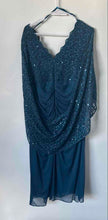 Load image into Gallery viewer, B&A By Betsy & Adam Womens Blue Ruched V-Neck Back Zip Sheath Dress Size 14W