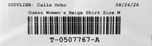 Load image into Gallery viewer, Guess Womens Beige Ribbed Short Sleeve V-Neck Pullover T-Shirt Size Medium