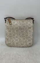 Load image into Gallery viewer, Calvin Klein Womens White Beige Monogram Print Shoulder Strap Crossbody Bag