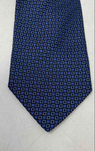 Load image into Gallery viewer, Alby Mens Blue Geometric Print Silk Keeper Loop Adjustable Formal Pointed Tie