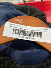 Load image into Gallery viewer, Reebok Mens Navy Blue White Long Sleeve Hooded Bomber Jacket Size Large With Tag