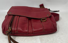 Load image into Gallery viewer, Fossil Womens Red Leather Adjustable Strap Outer Pockets Zip Top Crossbody Bag