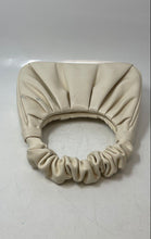 Load image into Gallery viewer, JW Pei Womens Gabbi White Faux Leather Ruched Handle Pleated Magnetic Hobo Purse