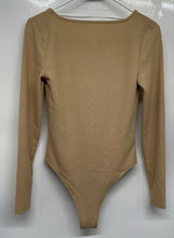 Load image into Gallery viewer, A New Day Womens Khaki Long Sleeve Square Neck Bodysuit Top Size S