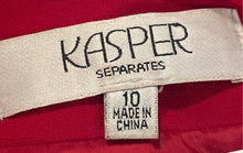 Load image into Gallery viewer, Kasper Womens Red Long Sleeve Collarless Round Neck Blazer Jacket Size 10