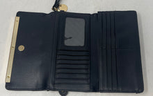 Load image into Gallery viewer, Steve Madden Womens Black Faux Leather Magnetic Snap Trifold Wristlet Wallet