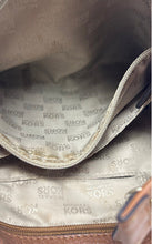 Load image into Gallery viewer, Michael Kors Womens Brown Pebbled Leather Adjustable Strap Zip Top Crossbody Bag