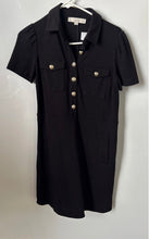Load image into Gallery viewer, Loft Womens Black Short Sleeve Pockets Button Front Ponte Mini Dress Size 0P