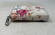 Load image into Gallery viewer, Vera Pelle Womens White Floral Leather Multiple Card Slots Zip-Around Wallet
