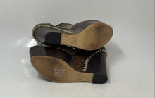 Load image into Gallery viewer, Michael Kors Womens Ella Brown Snakeskin Wedge Heel Ankle Strap Sandals Size 9M