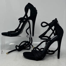 Load image into Gallery viewer, Steve Madden Womens Drama DRAM01S1 Black Open Toe Stiletto Strappy Heels Size 7M