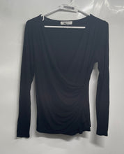 Load image into Gallery viewer, Forever 21 Womens Black Long Sleeve Surplice V-Neck Ruched Blouse Top Size Small
