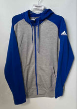Load image into Gallery viewer, Adidas Mens Blue And Gray Heather Climawarm Long Sleeve Full-Zip Hoodie Size L