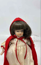 Load image into Gallery viewer, Vintage Little Red Riding Hood Porcelain Doll With Hooded Cloak In Floral Dress