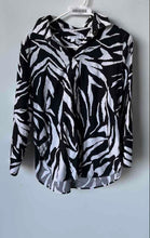 Load image into Gallery viewer, Chico's Womens Black White Animal Print Long Sleeve Button-Up Shirt Size 6