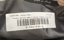 Load image into Gallery viewer, Studio Milano Mens Beige Long Sleeve Notch Lapel Two-Button Blazer Size 52R