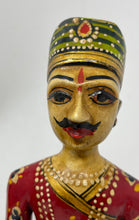 Load image into Gallery viewer, Set Of 2 Pcs Multicolor Wooden Royal Couple Isar & Gauri Gangaur Figurines