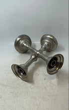 Load image into Gallery viewer, Set Of 2 Vintage Silver-Tone Flared Ribbed Rims Collectible Candlestick Holders