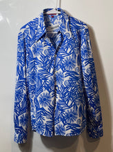 Load image into Gallery viewer, Hugo Boss Mens Blue White Floral Pointed Collar Long Sleeve Button-Up Shirt Sz M